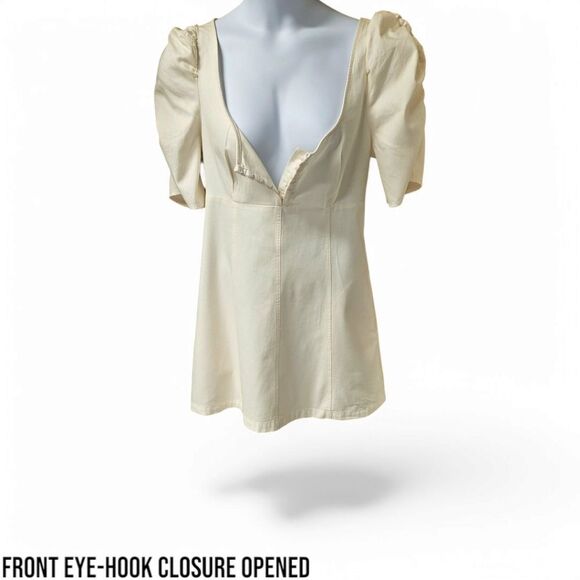 FREE PEOPLE Cheyenne Daytime Denim Ivory Mini Dress Size Large - Picture 4 of 16